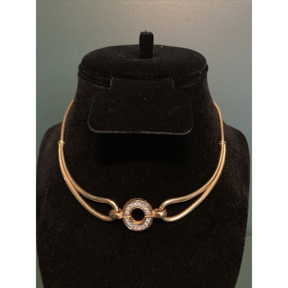 Gold Tone Rhinestone "O" Initial Necklace‎ Costume Jewelry 14.5" Personalized